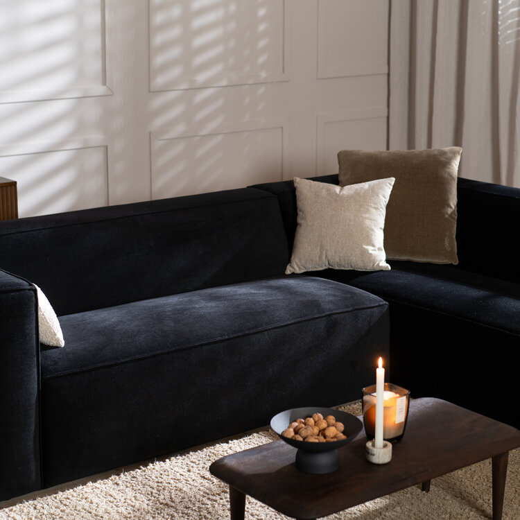 Ecksofa Memphis Samt schwarz rechts