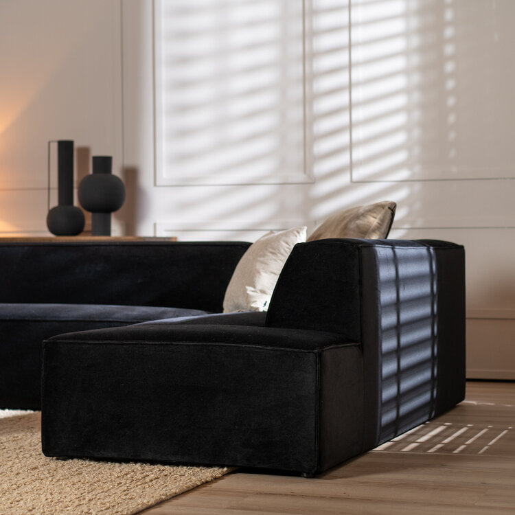 Ecksofa Memphis Samt schwarz rechts