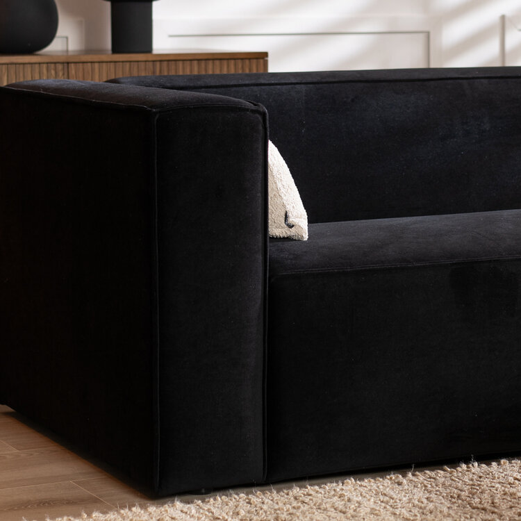 Ecksofa Memphis Samt schwarz rechts