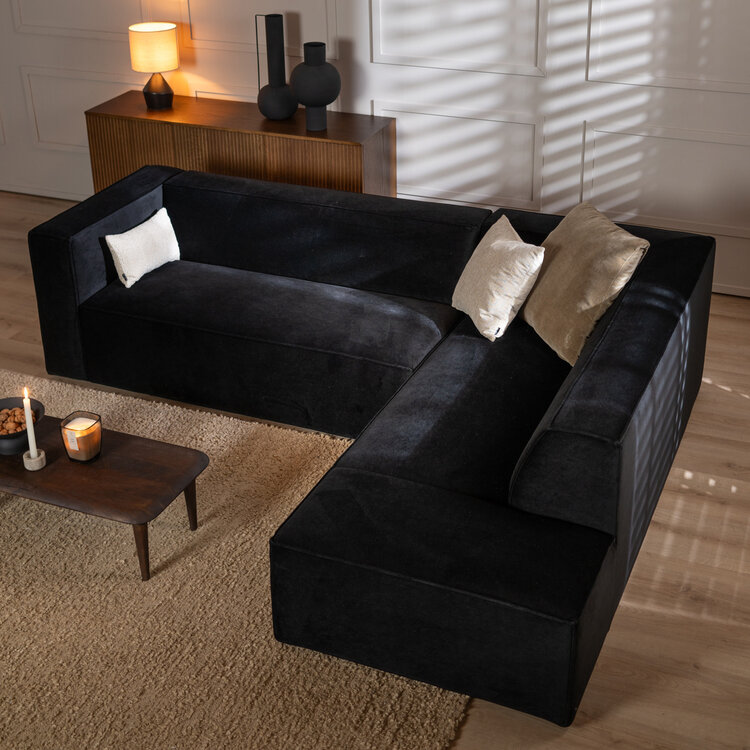Ecksofa Memphis Samt schwarz rechts