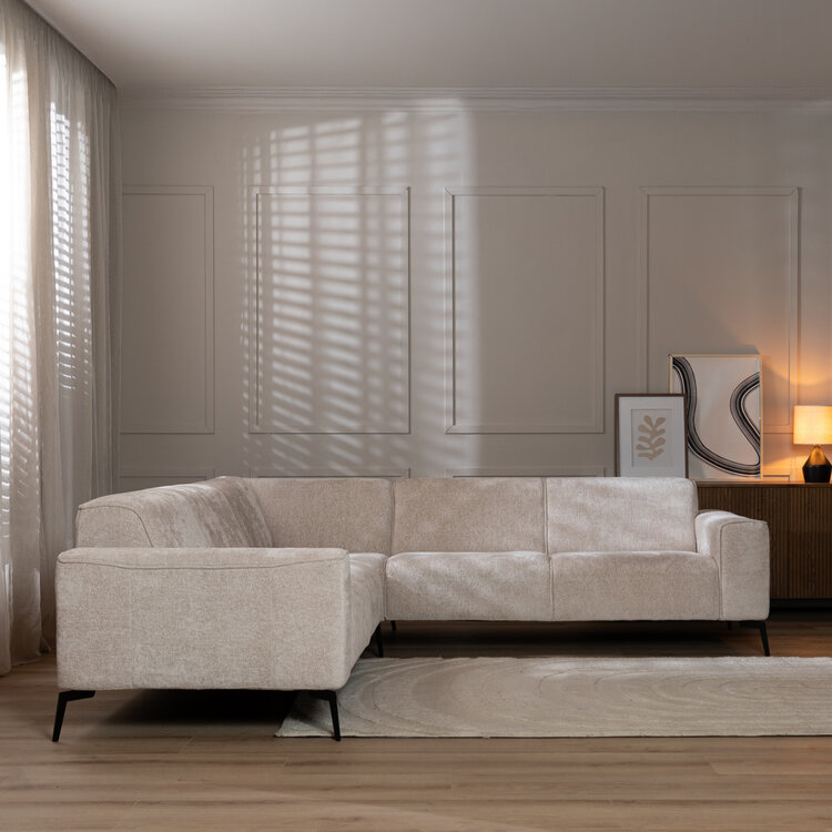 Ecksofa Vegas Chenille weiß/beige links/rechts