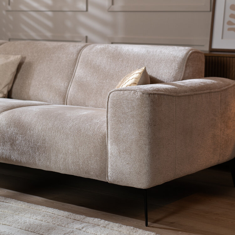 Ecksofa Vegas Chenille weiß/beige links/rechts