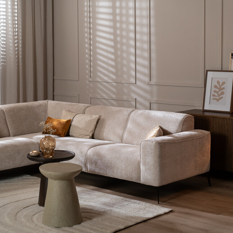 Ecksofa Vegas Chenille weiß/beige links/rechts