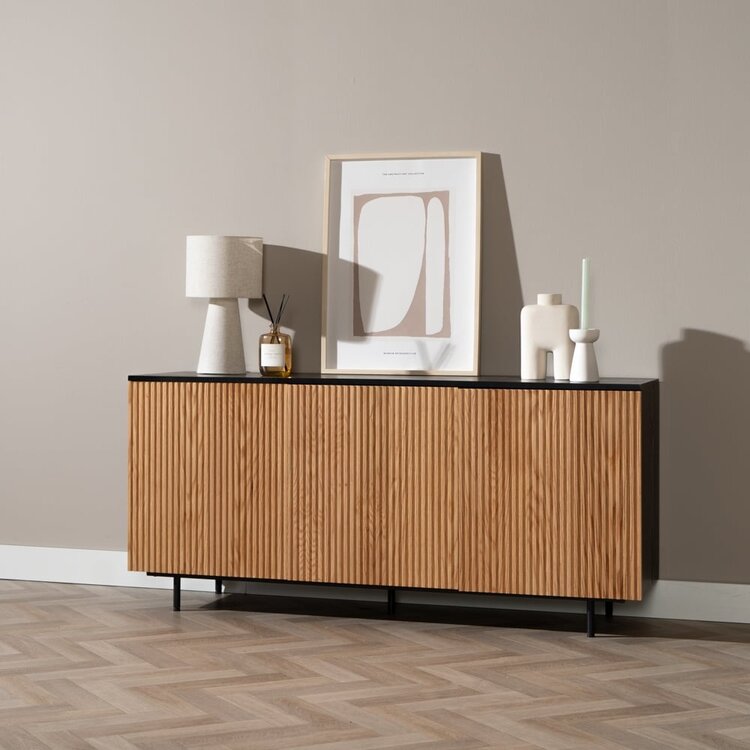 Sideboard Haley schwarz / Eiche hell 160x45x74 cm