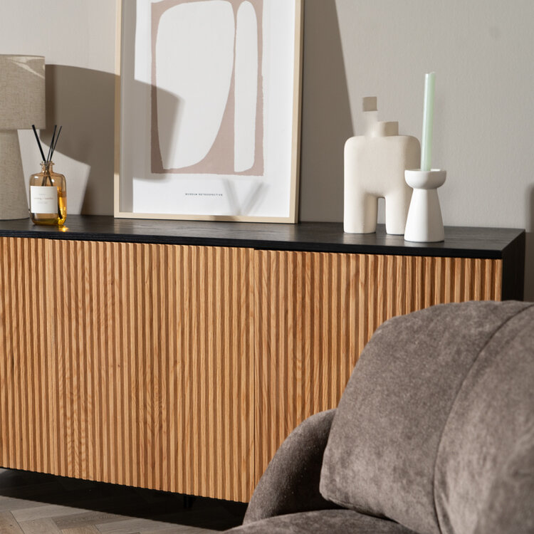 Sideboard Haley schwarz / Eiche hell 160x45x74 cm