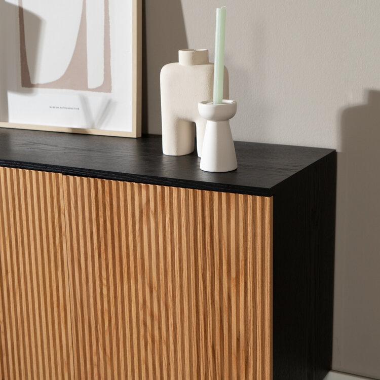 Sideboard Haley schwarz / Eiche hell 160x45x74 cm