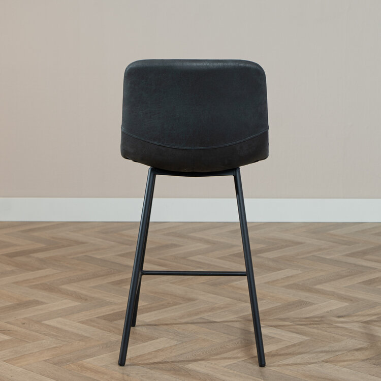 Barhocker Leder Mikky 65 - 78 cm schwarz/anthrazit