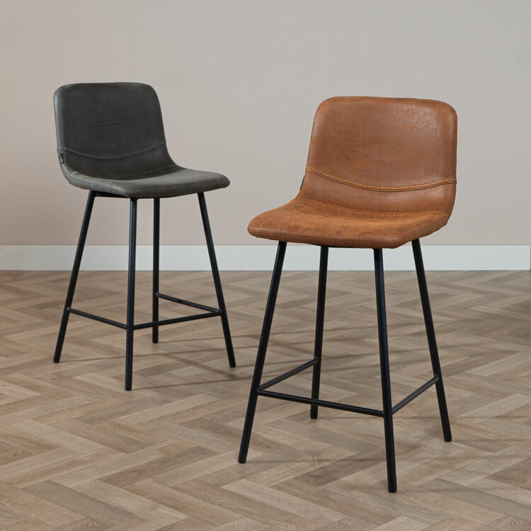 Barhocker Leder Mikky 65 - 78 cm cognac