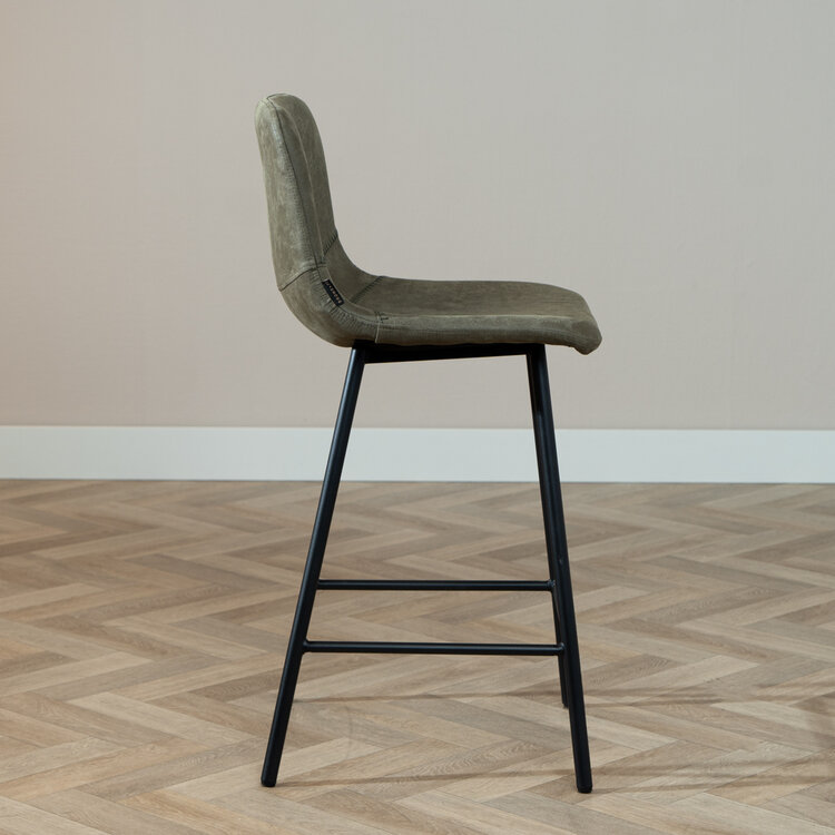 Barhocker Leder Mikky 65 - 78 cm olivgrün