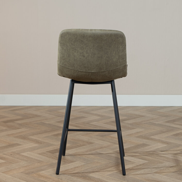 Barhocker Leder Mikky 65 - 78 cm olivgrün