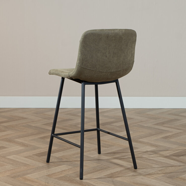 Barhocker Leder Mikky 65 - 78 cm olivgrün
