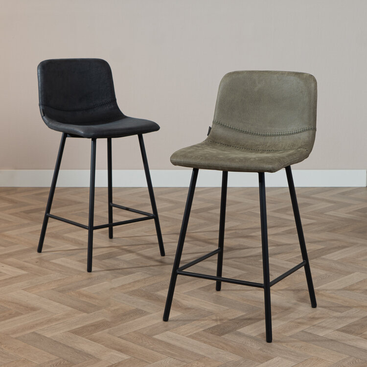 Barhocker Leder Mikky 65 - 78 cm olivgrün