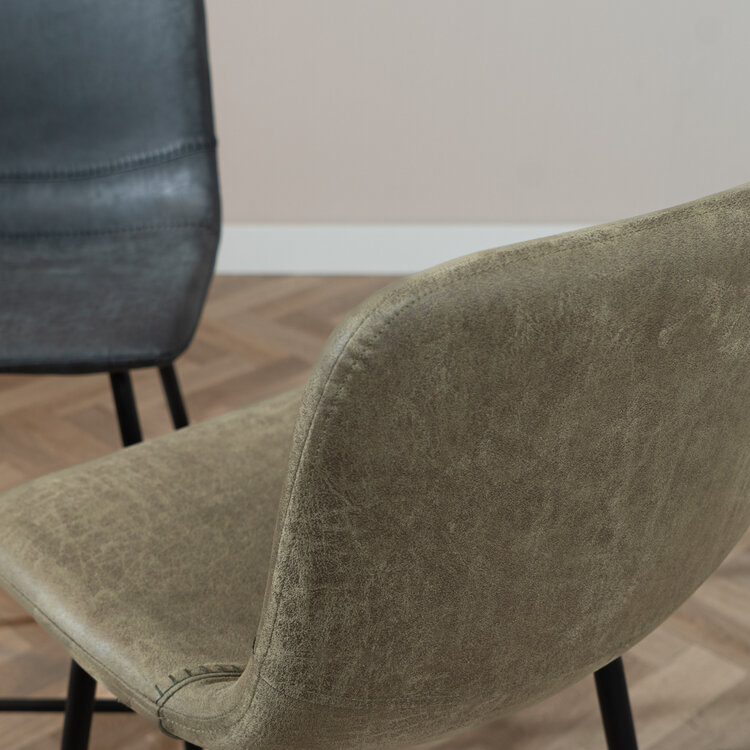 Barhocker Leder Mikky 65 - 78 cm olivgrün