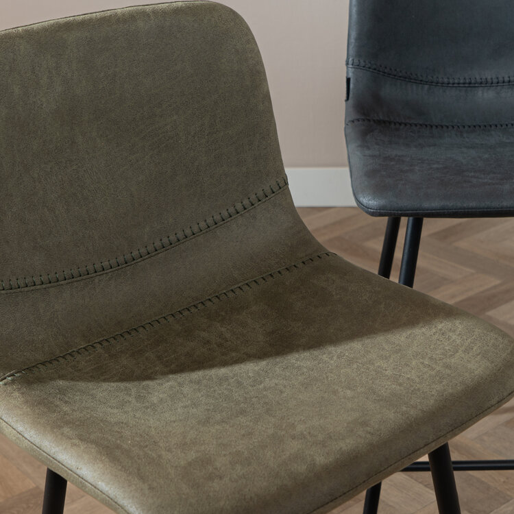 Barhocker Leder Mikky 65 - 78 cm olivgrün