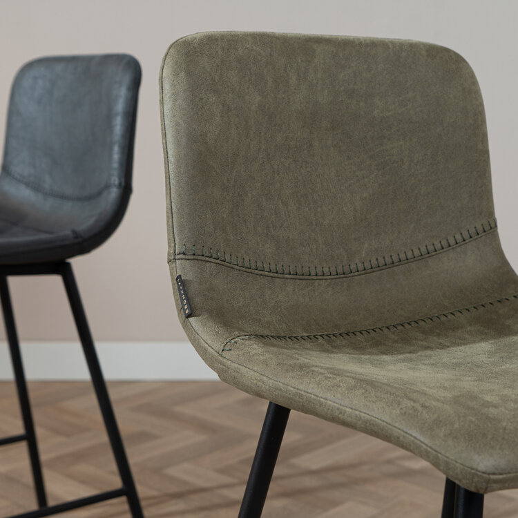 Barhocker Leder Mikky 65 - 78 cm olivgrün