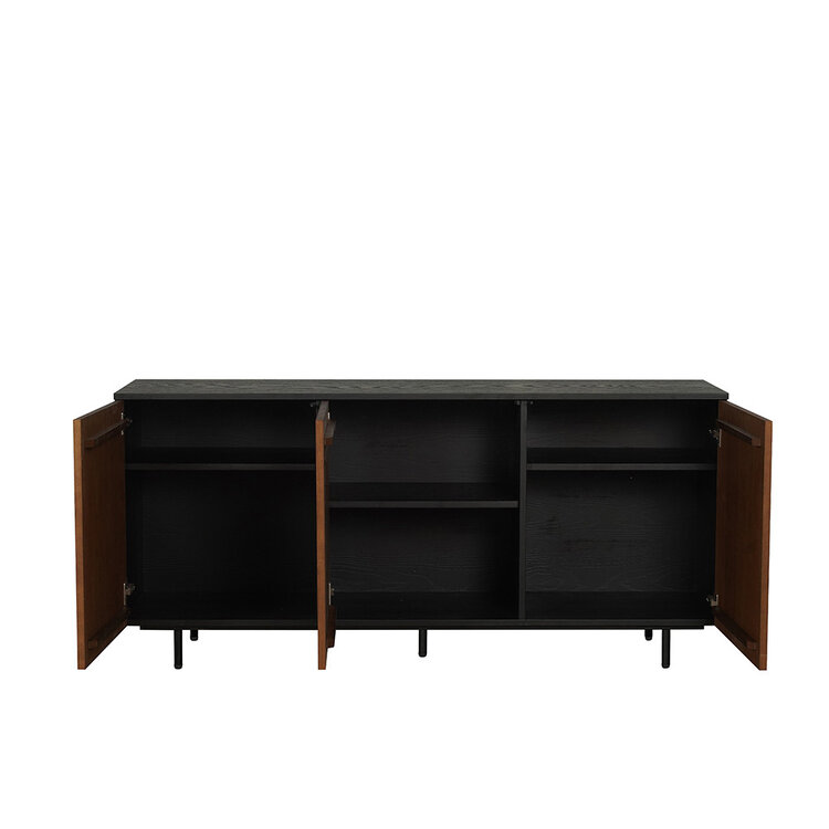Sideboard Haley schwarz / Eiche dunkel 160x45x74 cm