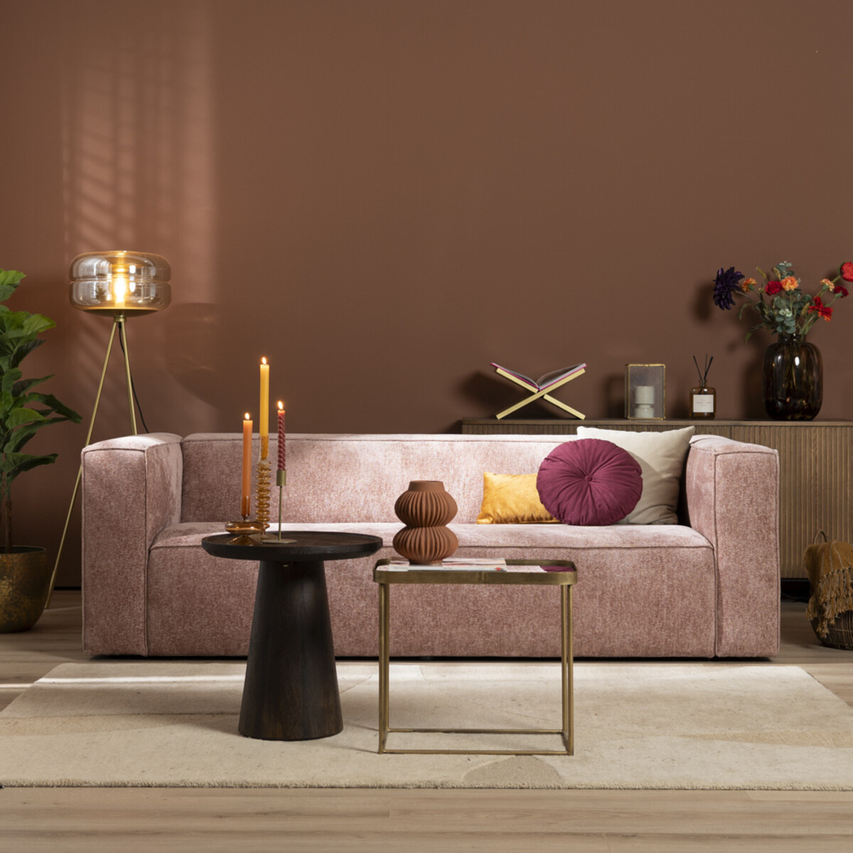 Chenille Sofa Memphis 3-Sitzer pink