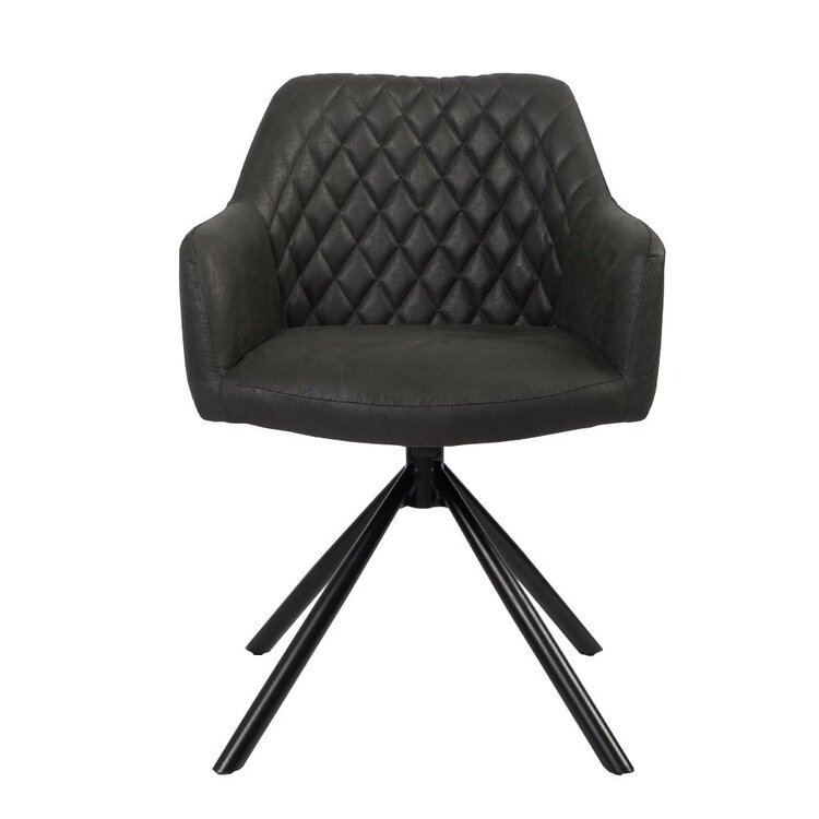 Esszimmerstuhl Leder Dex 180° drehbar Schwarz/Anthrazit