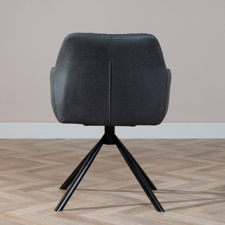 Esszimmerstuhl Leder Dex 180° drehbar Schwarz/Anthrazit