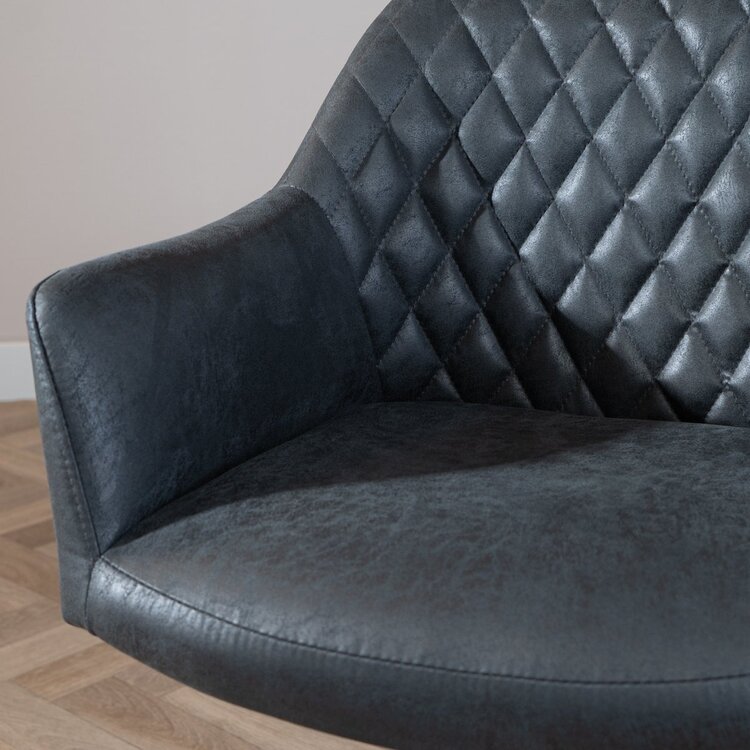 Esszimmerstuhl Leder Dex 180° drehbar Schwarz/Anthrazit