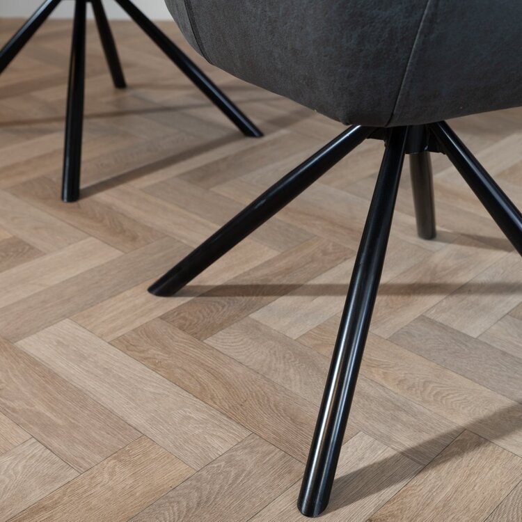 Esszimmerstuhl Leder Dex 180° drehbar Schwarz/Anthrazit