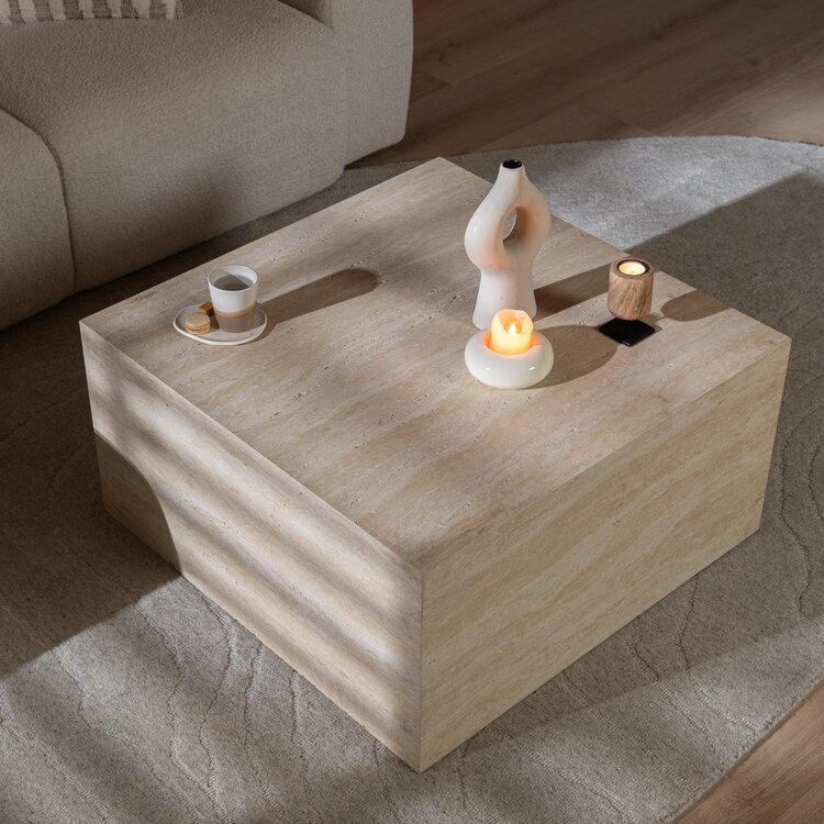 Couchtisch/Element Ace Travertin 75 x 75 x 40 cm