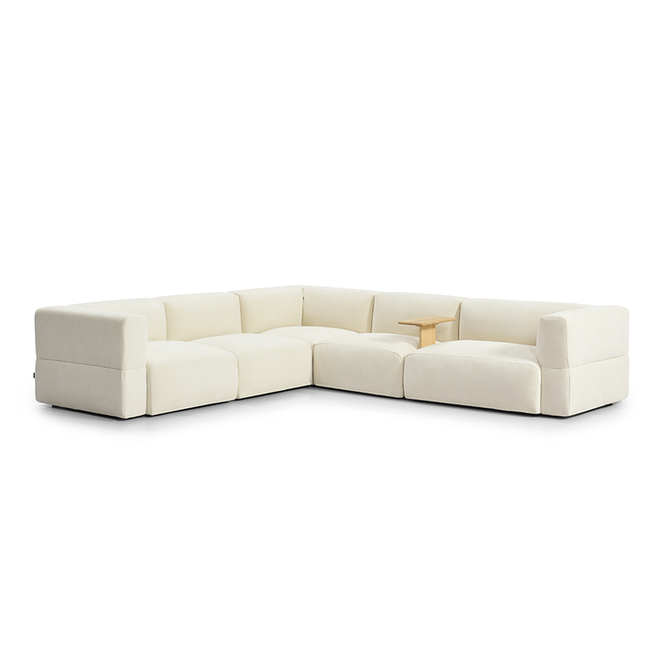 Ecksofa 6-Sitzer Karla Chenille off white