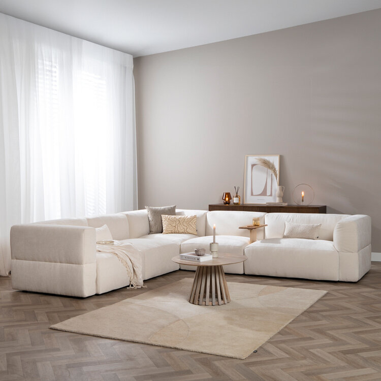 Ecksofa 6-Sitzer Karla Chenille off white