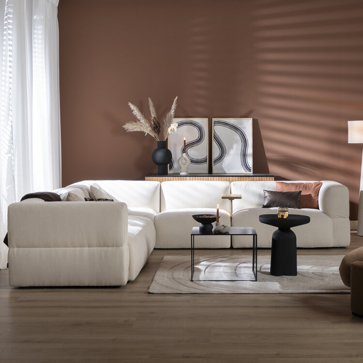 Ecksofa 6-Sitzer Karla Chenille off white