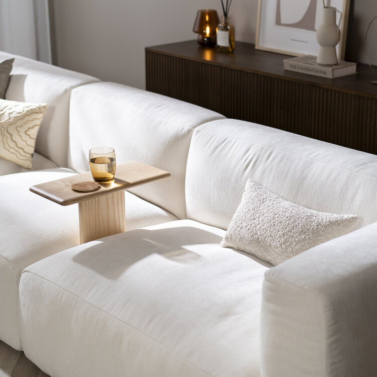 Ecksofa 6-Sitzer Karla Chenille off white