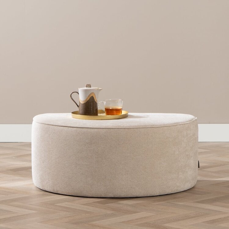 Hocker Lune halbrund Chenille beige