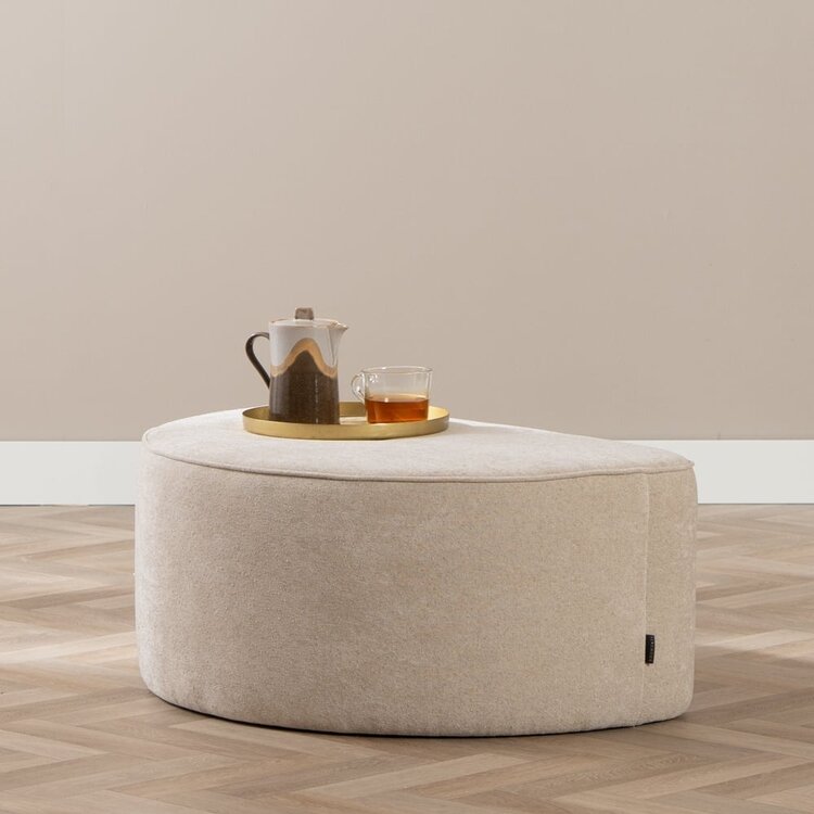 Hocker Lune halbrund Chenille beige