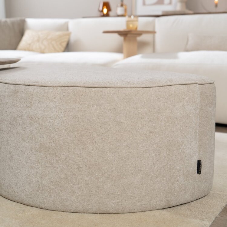 Hocker Lune halbrund Chenille beige