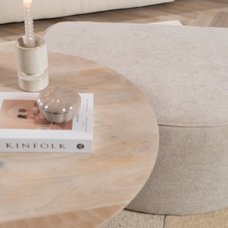 Hocker Lune halbrund Chenille beige