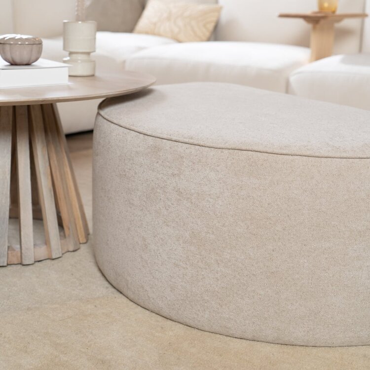 Hocker Lune halbrund Chenille beige