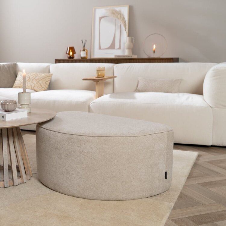 Hocker Lune halbrund Chenille beige