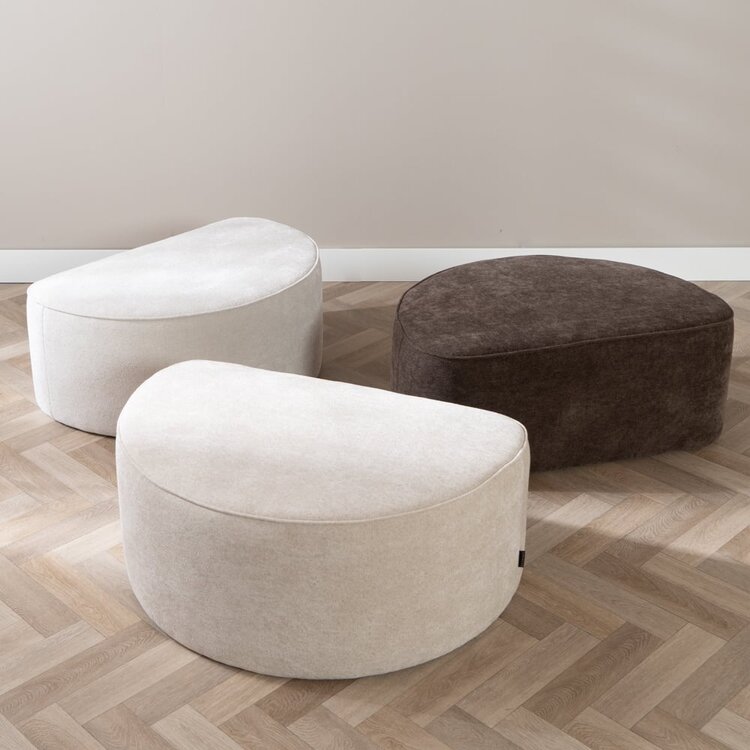 Hocker Lune halbrund Chenille beige