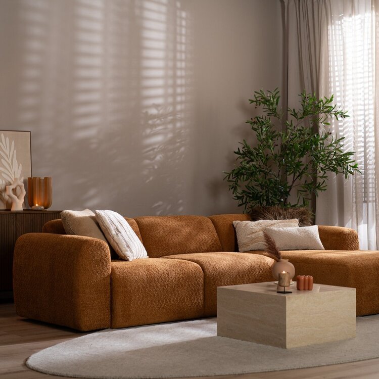 Ecksofa Maine Bouclé terrakotta rechts