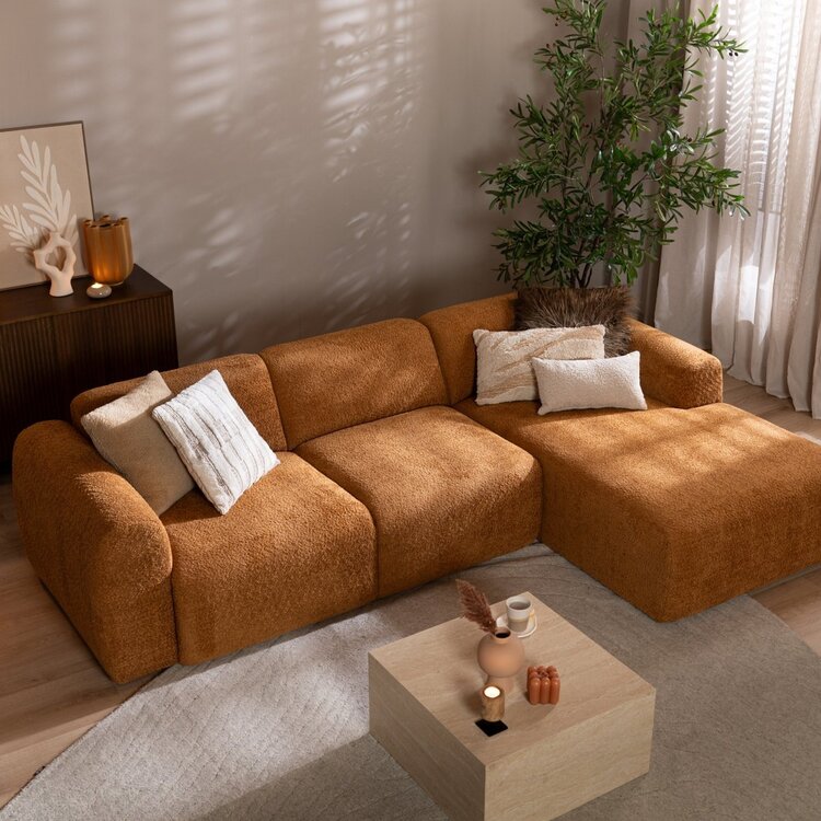 Ecksofa Maine Bouclé terrakotta rechts