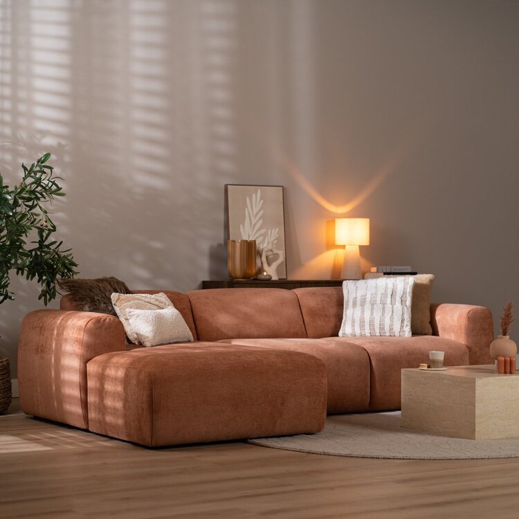 Ecksofa Maine Stoff terrakotta links