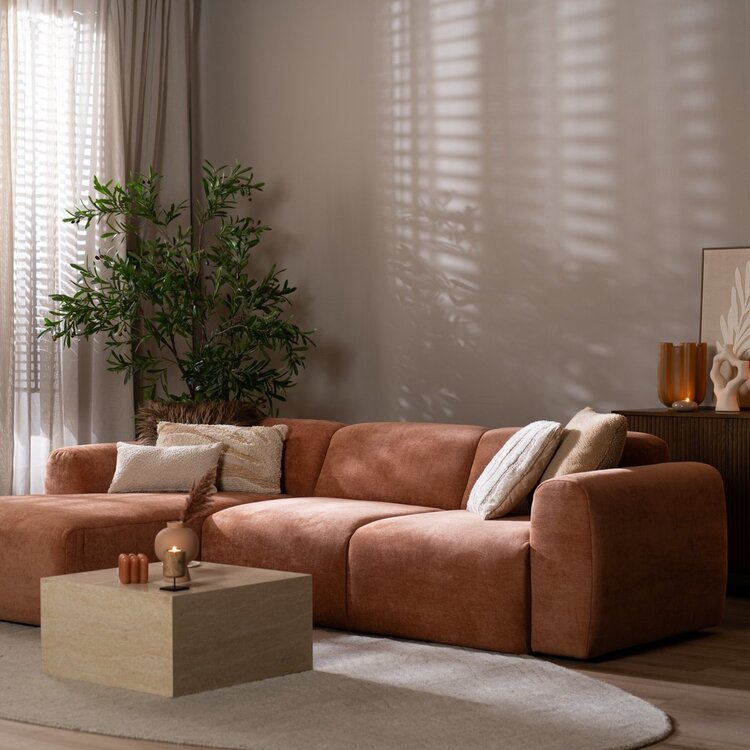 Ecksofa Maine Stoff terrakotta links