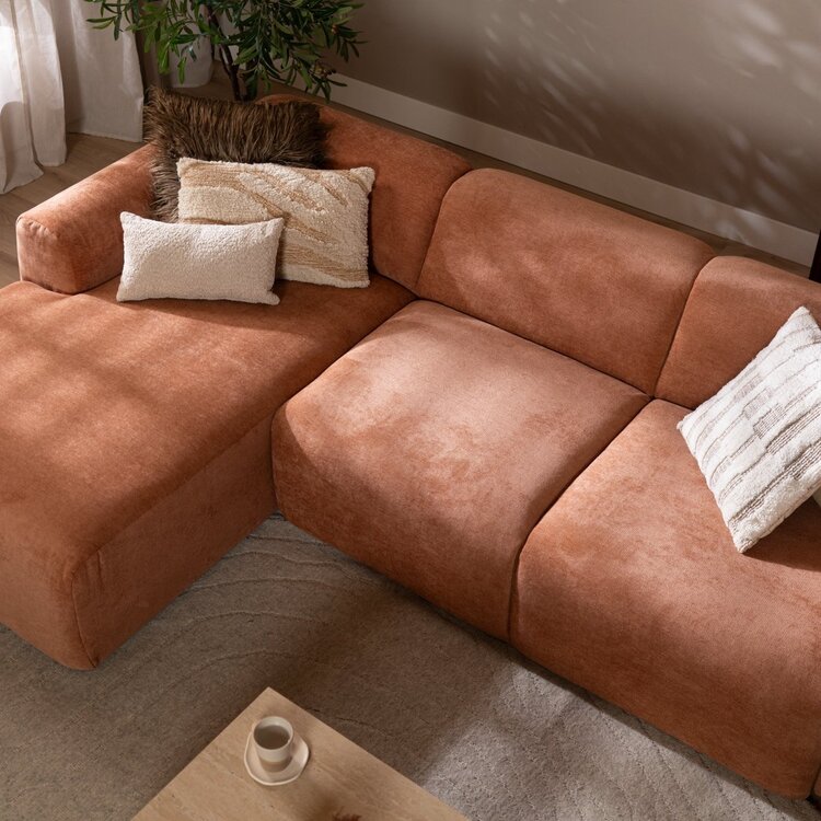 Ecksofa Maine Stoff terrakotta links