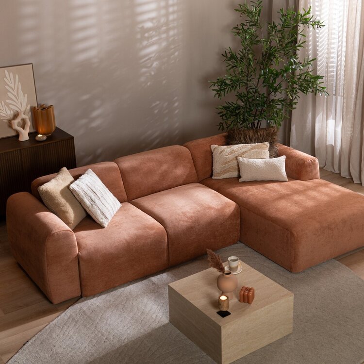 Ecksofa Maine Stoff terrakotta rechts