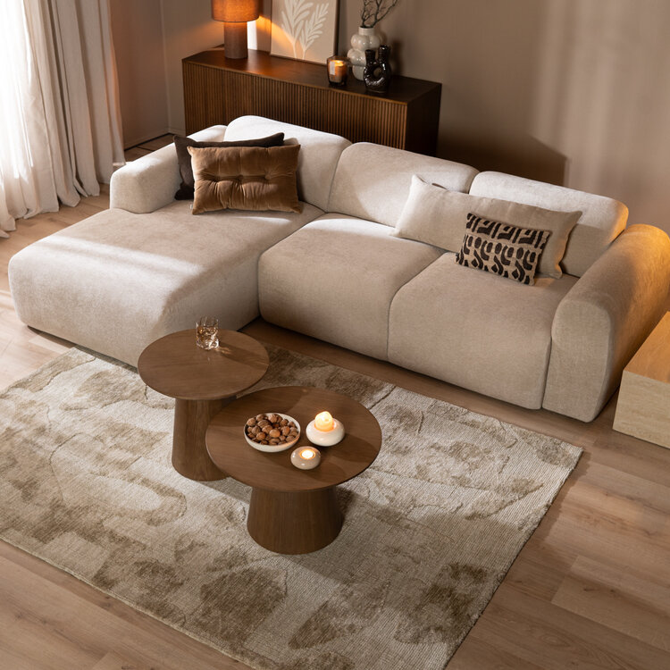 Couchtisch Set Ash rund Ø50 / 62 cm Eiche dunkel