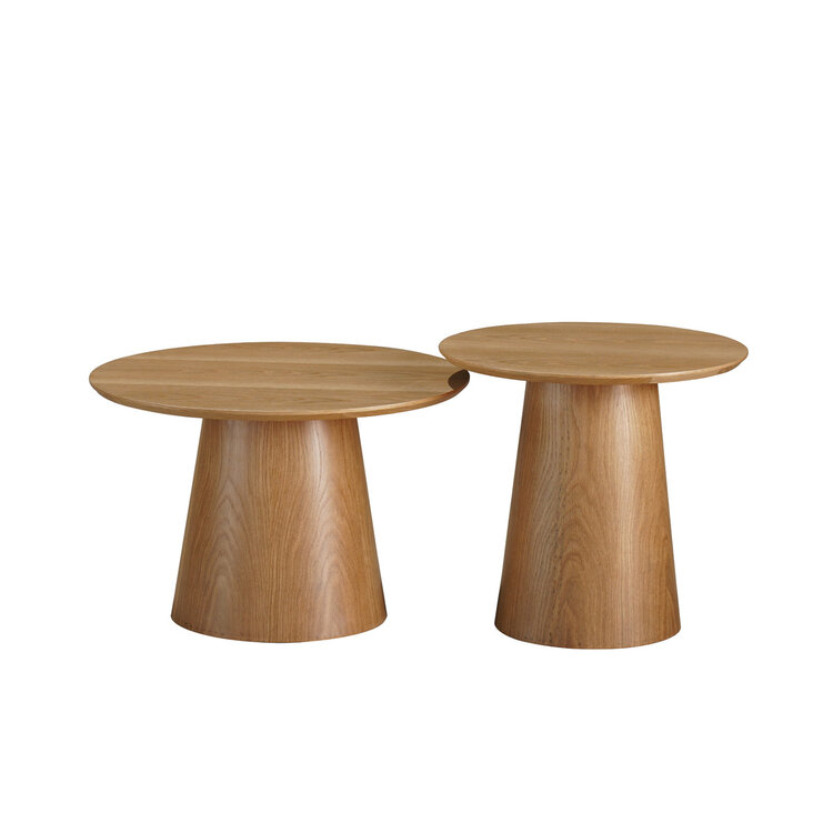 Couchtisch Set Ash rund Ø50 / 62 cm Eiche hell