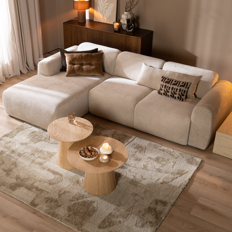 Couchtisch Set Ash rund Ø50 / 62 cm Eiche hell