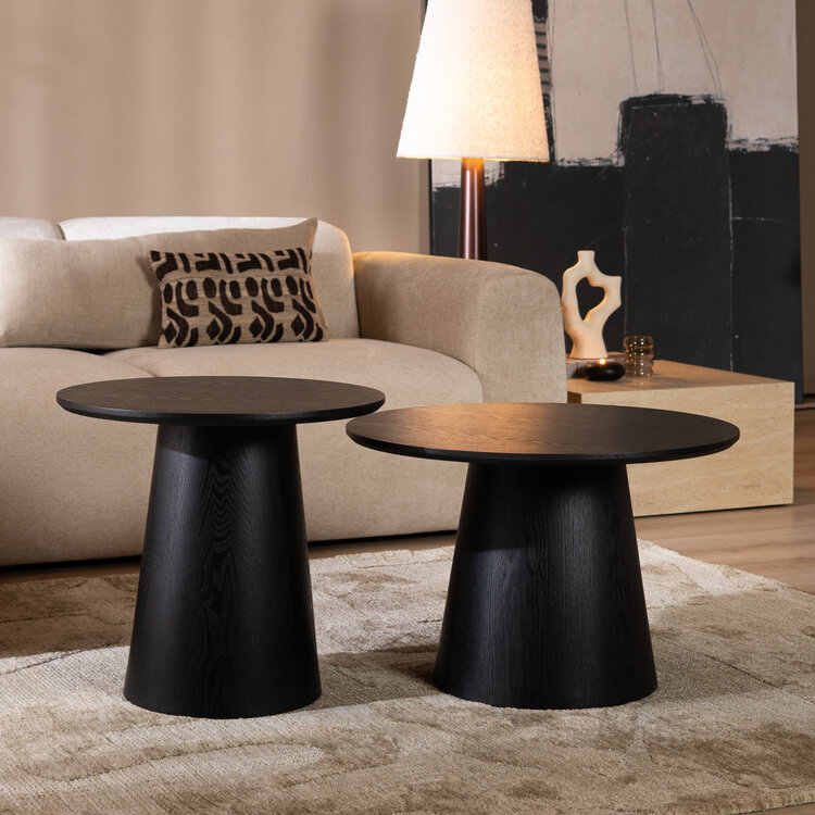 Couchtisch Set Ash rund Ø50 / 62 cm Eiche schwarz