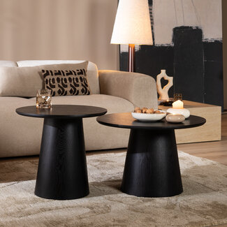 Couchtisch Set Ash rund Ø50 / 62 cm Eiche schwarz