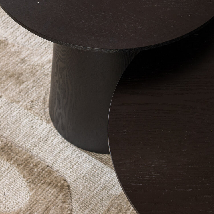 Couchtisch Set Ash rund Ø50 / 62 cm Eiche schwarz