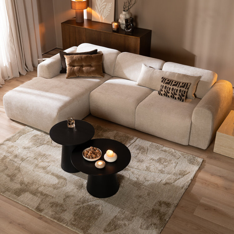 Couchtisch Set Ash rund Ø50 / 62 cm Eiche schwarz